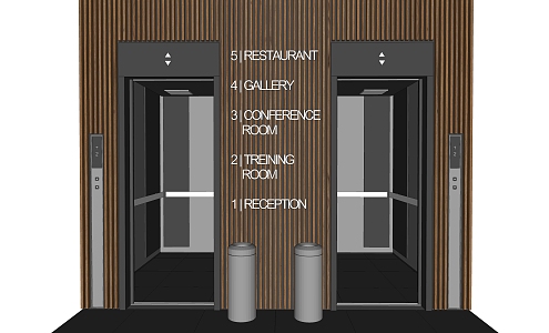 Modern elevator combination trash can 3d model