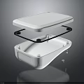 Sleek White Electronic Device With Two Layer Design And Black Support Frame