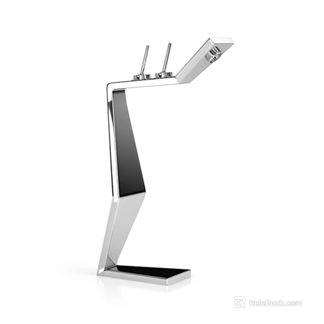 Modern Silver Metal Faucet With Unique Geometric Stand Design 3d model 