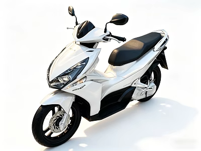 White Modern Scooter Motorcycle With Black Seat Mirrors And Sleek Design 3d model