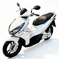 White Modern Scooter Motorcycle With Black Seat Mirrors And Sleek Design