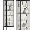 Stylish Black Frame Display Cabinets With Glass Shelves Books Cups And Decorative Items
