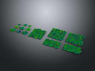 Green Plant Elements Featuring Various Shaped Blocks And Leaf Pieces Arranged In Design 3d model