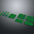 Green Plant Elements Featuring Various Shaped Blocks And Leaf Pieces Arranged In Design