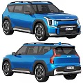 Blue KIA SUV Car Design Front And Rear Views 3d model