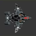 Camouflage Sci Fi Spaceship With Metallic Finish Red Accents And Orange Lights