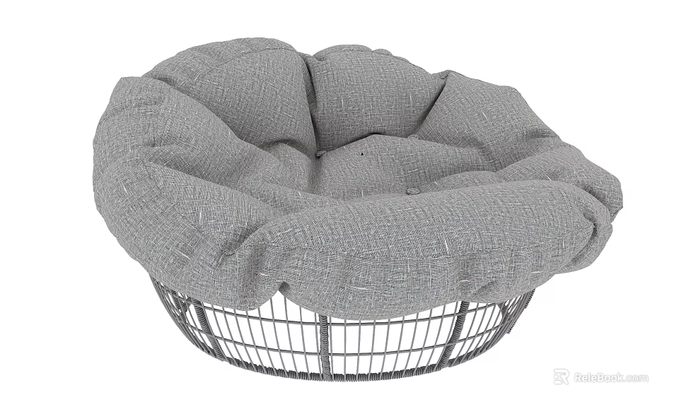 Comfortable Gray Bean Bag Chair with Soft Fabric and Sturdy Metal Frame Design 3d model 