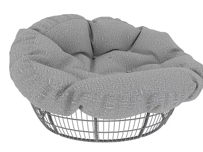 Comfortable Gray Bean Bag Chair with Soft Fabric and Sturdy Metal Frame Design 3d model