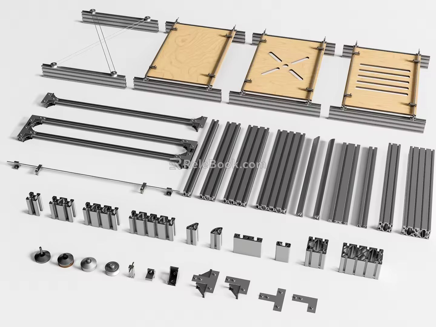 Modern hardware aluminum profile optical axis ocean plate hardware component profile angle code DIY 3d model