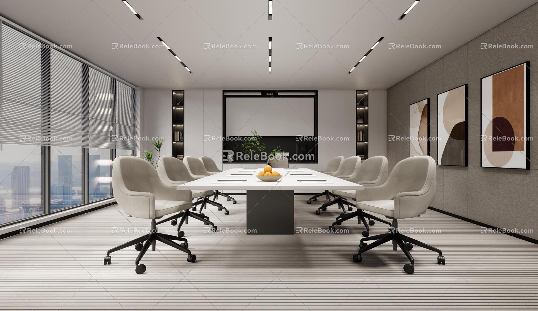 Simple Meeting Room Simple Multi-person Conference Table Simple Training Room 3d model