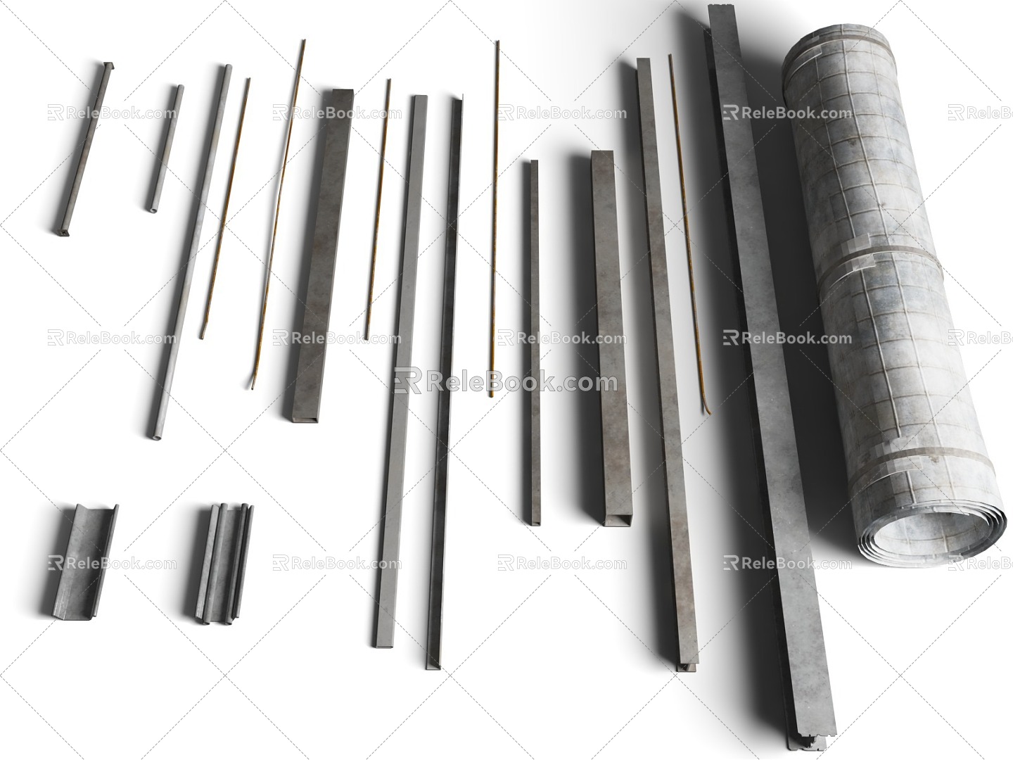 Building Materials Building Steel Water Pipeline I-Steel Steel Building Materials Reinforced Building Materials 3d model