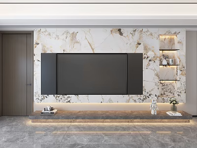 Modern light luxury TV background wall 3d model