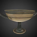 Ancient Two Handled Bowl Traditional Household Item with Figural Motifs Floral Decorations Bird Elements