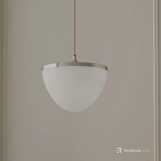 Modern Minimalist Pendant Light With White Shade And Silver Frame For Interior 3d model