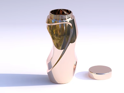 Rose Gold Shiny Tumbler With Unique Twisted Design And Reflective Surface Lid 3d model