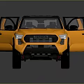 Yellow Modern Pickup Truck With Open Doors Black Roof And Off Road Design