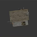 Modern Multi Level Building Model With Gray Concrete Orange Accents And Open Base