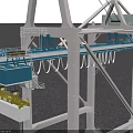 Industrial Gantry Crane With White Metal Frame And Blue Conveyor For Port Cargo Handling