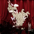 Red Wedding Stage Photo Spot With Curtain Chandelier Bouquets Candles And Red Carpet