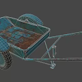 Vintage Blue Rusted Industrial Wheelbarrow With Two Wheels For Industrial Use