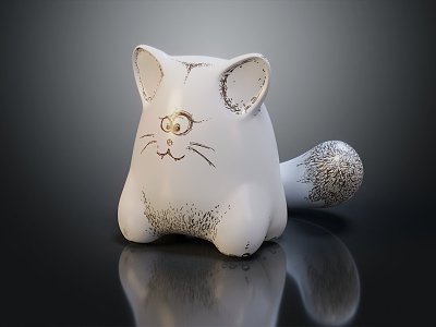 Modern Porcelain Cat Porcelain 3d model