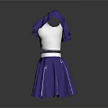 Elegant One Shoulder Purple Ruffle Skirt With White Top Fashion Design