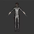 Detailed Red Haired 3D Character Model In Dark Overalls With Brown Boots And Black Gloves