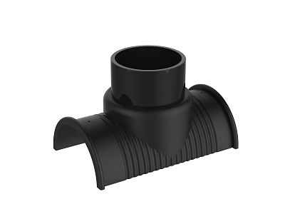 Black Plastic Tee Joint Plumbing Pipe Fitting for Drainage System 3d model