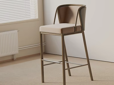Comfortable Modern Bar Stool With Upholstered Seat Backrest And Metal Frame 3d model
