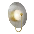 Modern Circular Metal Wall Lamp with Vertical Striped Design and Black Bracket for Interior Decor