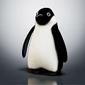 Cute Penguin With Black And White Feathers Standing On Gray Background 3d model