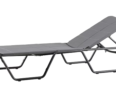 Foldable Gray Fabric Lounge Chair With Black Metal Frame For Outdoor Relaxation 3d model