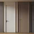 Modern Flush Doors in Various Tones with Wooden Finish and Door Handles for Interior Design