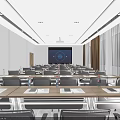 Public Office Area for China Telecom Hotline with Desks Computers Screens Bookshelves Plants Modern Design