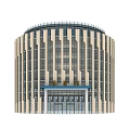 Modern Circular Library Building With Glass Windows And Geometric Facade Design 3d model