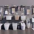 Modern Toilets With Sinks Towel Racks And Storage Shelves In Bathroom Fixtures