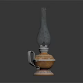 Vintage Lamp Combination With Glass Chimney And Ornate Metal Base For Home Lighting
