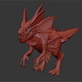 Colorful Mythical Winged Dragon Creature With Sharp Teeth And Multicolored Purple Pink Blue Scales