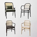 Stylish Leisure Chairs In Various Designs With Rattan Elements Wooden Arms And Soft Cushions