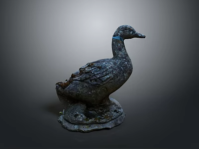 Vintage Stone Duck Statue For Garden Decoration And Outdoor Ornament 3d model