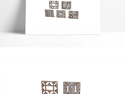 Various Decorative Wooden Room Dividers With Carved Geometric Patterns For Interior Design 3d model