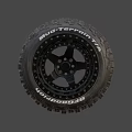 Durable Off Road Car Tire With Deep Tread Pattern And Black Wheel Rim 3d model