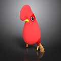 Red Cartoon Bird Figurine With Large Red Head Yellow Beak Red Eyes And Yellow Legs