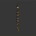 Enchanted Wooden Magic Staff With Twisted Vine Design And Green Gem