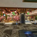 Traditional SPA Sauna Interior With Wooden Structure Cherry Blossom Decor And Ambient Lighting
