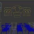 Colorful Restaurant Wall Decor with Cartoon Girl Food Item Icons and Chinese Characters