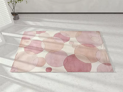 Square Rug with Pastel Circular Patterns Modern Soft Colored for Living Room Interior Decor 3d model