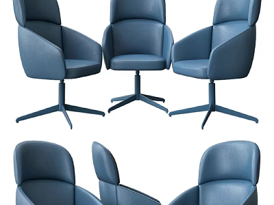 Modern Blue Leather Office Chair With Ergonomic Swivel Design And Armrests 3d model