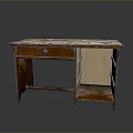 Single Drawer Wooden Dining Table With Patterned Tabletop And Open Lower Shelf