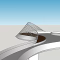 Modern Landscape Bridge Featuring Streamlined Structure And Grid Like Roof Design 3d model